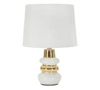 Mauro Ferretti - Lampe à poser Liara - Céramique, abat-jour - Blanc et or - 23 x 32 cm