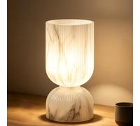 Lampe de table moderne blanche en verre avec motif marbré lampe de bureau champignon avec interrupteur et câble 3 températures de couleur lampe de chevet LED lampe de chambre décoration pour salon