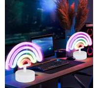 Lampe de Table Néon pour Chambre D'Enfant Arc en Ciel Déco Batterie LED 2er Set
