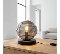 Lampe De Table Licht-Erlebnisse Glas Fumé Noir E27 16,5 cm Chambre À Coucher
