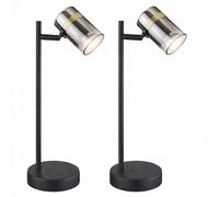 Lampe de table noire Lampe de bureau verre Lampe de chevet orientable, métal, douille GU10, LxlxH 13,2x12x35 cm, lot de 2