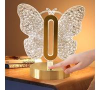 Lampe de table papillon, 3 couleurs à intensité variable, veilleuse à contrôle tactile, rechargeable par USB, lampe LED pour chambre à coucher, chambre d'enfant, salon, décoration d'intérieur