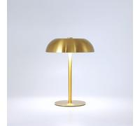 Lampe de table portable LED en forme de champignon, 21,5 cm, petite veilleuse sans fil en métal avec batterie rechargeable 5 200 mAh, gradation continue et 3 couleurs pour chambre/bar/café (doré)