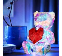 Lampe de table Lampe de table Lampe de chambre d'enfant Lampe de salon Aspect cristal Ours, plastique clair rouge, 1x LED, H 17 cm