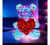 Lampe de table Lampe de table Lampe de chambre d'enfant Lampe de salon Aspect cristal Ours, plastique rouge clair, LED 0,03W 8000K blanc lumière du jour, H 30 cm