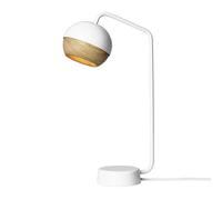 Mater Lampe de table Ray blanc. détail en chêne sur l'écran