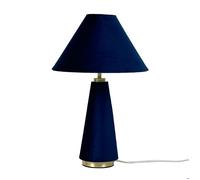Lampe de table Relaxdays, abat-jour velours & pied métal, E14, H 47 x 30 cm, lampe de chevet, chambre, bleu nuit/doré