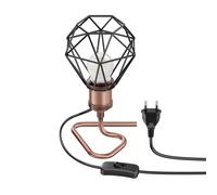 Lampe de table RETRA interrupteur bronze abat-jour en forme de cage + ampoule