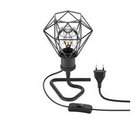Lampe de table RETRA interrupteur noir ; abat-jour en forme de cage + ampoule