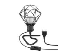 Lampe de table RETRA interrupteur noir abat-jour en forme de cage + ampoule LED