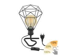 Lampe de table RETRA interrupteur noir abat-jour en forme de cage + ampoule LED