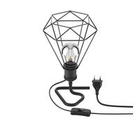 Lampe de table RETRA interrupteur noir abat-jour en forme de cage + ampoule LED