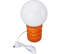 Lampe de table rétro Abat-jour en verre décoratif Socle en bois Petite lampe de chevet USB pour chambre à coucher Orange
