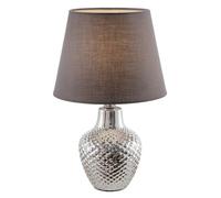 Lampe de table Salon Lampe de chevet Céramique, Chambre Chrome Textile Gris, 1x E14 douille, DxH 20x32cm
