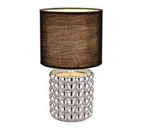 Lampe de table salon Lampe de table céramique noir chrome, abat-jour textile, 1x E14 douille, DxH 18,5x33 cm