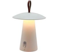 Lumisky – Lampe de table FUNGY – sans fil, aluminium, anse cuir, LED blanc chaud – H29 cm