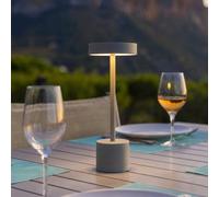 Lumisky Lampe de table sans fil ROBY GREY Touch Aluminium LED H30 cm Gris clair