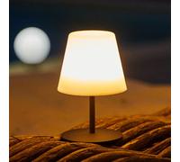 Lumisky Mini lampe de table sans fil TWINS SOLO ROCK – pied en acier gris LED blanc chaud H16cm
