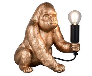 Lampe de table singe doré Lampe d'appoint rétro figure animale Lampe de table dorée, interrupteur à câble, douille E14, LxlxH 15x22x23 cm