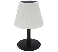 Lumisky Lampe de table solaire 2 en 1 à planter ou à poser pied metal abat-jour ondulé LED blanc dimmable BOUFFANT H62cm