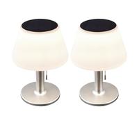 Lampe de table solaire Lampe de jardin LED lampe de balcon blanche lampe de terrasse, 10x 0,06W 1800 Kelvin blanc chaud, DxH 18,5 x 28 cm, lot de 2