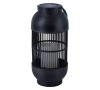 Lampe de table solaire lampe d'extérieur lanterne bougie lampe de jardin lampe de terrasse effet flamme, plastique noir, batterie, 1x LED blanc chaud, H 33 cm