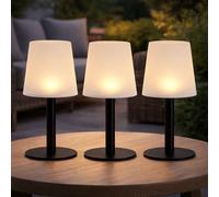 Lampe solaire à LED Lampe de table extérieure Jardin Lampe de table Balcon Batterie IP44, plastique, LED blanc chaud, DxH 15x31 cm, 3er Set
