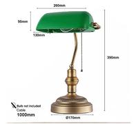 Lampe de table - Style banquier - Verre vert - Laiton - E27 LED