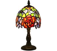 Lampe de Table - Tiffany - Mini Veilleuse Vitrail - Vintage - Rose Rouge - 60W