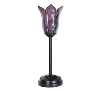 Lampe de table Tiffany-style slim noire avec Gentian Purple - Art Deco Trade