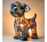 Lampe de Table & Veilleuse LED USB Corgi/Carlin - Résine Artistique Colorée Effet Vitrail 3D-Décoration Maison Chic - Idée Cadeau Originale pour Adultes et Enfants Amoureux des Chiens, Schnauzer