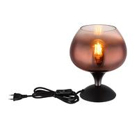 Lampe de table verre cuivre Lampe de table rétro lampe de chevet noir chrome, métal, douille E27, DxH 15x20,5 cm