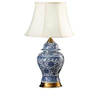 Lampe de Table Vintage Antique Rustique en céramique, Pot de Gingembre, Lampe de Bureau en Porcelaine Bleue et Blanche, Grande Lampe de Chevet rétro pour Salon, Chambre à Coucher, Bureau à Domicile