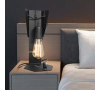 Lampe de table vintage, lampe de bureau rétro noire, lampe de table vintage industrielle, acier noir, 1 douille E27, HxLxP 30x14x16 cm