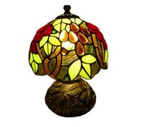 Lampe de Table Vitrail Coloré - Abat-Jour Décoratif, Base Métal Antique Motif Libellule - Ampoule E14, Câble 150cm, Lampe de Chevet Décoration Intérieur pour Chambre Salon