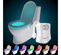 Lampe de Toilette Veilleuse LED Détecteur, Détecteur de Mouvement pour Cuvette Siège 8 Changement de Couleurs Éclairage WC Toilette Idéal pour Parents et Enfants
