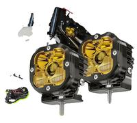 Lampe de travail, double fonction : projecteur et éclairage large, compatible 12V/24V, couleur blanche et jaune (DRL)