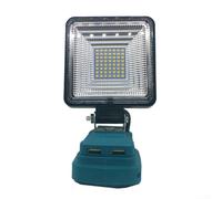 Lampe de travail LED 18 V compatible avec BL1830 BL1840, lampe sans fil 56 LED avec port USB, tête rotative à 330° pour camping en plein air, bleu noir (double port USB)