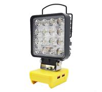 Lampe de travail LED 30 W compatible avec batteries De-walt 20 V, projecteur 3400 lumens avec port USB, crochet réglable pour atelier, camping, réparation garage