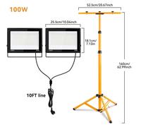 Lampe de travail LED avec trépied - 2 x 100 W - Étanchéité IP66 - Portable - Réglable - Pour garage et atelier - 220 V