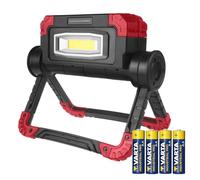 Lampe de travail LED COB Maclean MCE439 300 lm 3 modes lumière froide 6500K design pliant portable atelier garage camping IP44 + 4 piles AA Industrial incluses