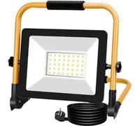 Lampe de travail LED portable standard 30 W, 3 000 lumens - Projecteur pliable pour l'atelier, le garage et l'éclairage de jardin - Éclairage de poste de travail 6 000 K (prise UE)