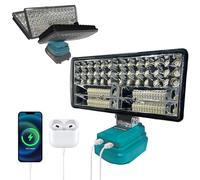 Lampe de travail LED pour batterie Makita 18V, lampe LED sans fil de 90W 6800LM avec 2 ports USB, projecteur pour chantier de construction, atelier, garage, camping, réparation de voiture (outil