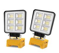 Lampe de travail LED sans fil, 2 pièces, projecteur rechargeable avec port USB et port de type C pour l ' extérieur et les chantiers, éclairage d ' urgence sans fil, projecteurs de chantier de camping