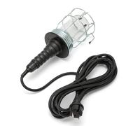 Lampe de travail portable pour garages, sous-sols, ateliers et chantiers. Câble de 5 mètres. Étanchéité IP54. Douille E27, compatible LED. Puissance maximale : 60 W. Couleur : noir.