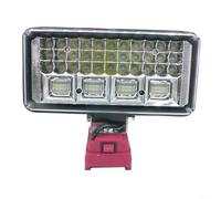 Lampe de travail sans fil 57 LED pour batterie Li-ion Einhell 18 V, lampe de chantier avec chargeur USB, corps ABS rouge et noir, pour garage, camping et éclairage extérieur