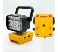 Lampe de travail sans fil ABS 20 V Jaune Design portable | Luminosité tactique de 18 W, deux ports USB 5 V 3,4 A, compatible avec les batteries DeWalt, corps ABS jaune
