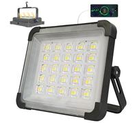 Lampe de travail solaire - Projecteur LED portable avec support - 300 W - 5 modes d'éclairage - IP65 - Graduable - Rechargeable - 1 pièce