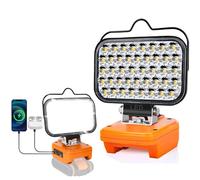 Lampe de travail Worx V20, 84 W 8000 lm, projecteur portable sans fil avec charge rapide USB et C pour outils Worx, projecteur LED pour camping, pêche, atelier