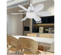 Lampe de ventilateur à six pales 40W 52 cm pales blanches couvercle blanc laiteux avec support de lampe-Olive